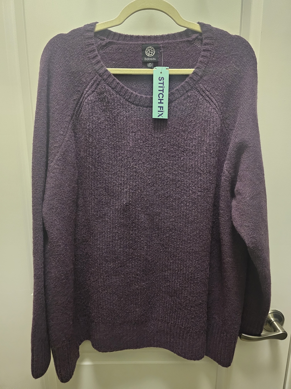 bobeau Deep Purple Crewneck Sweater